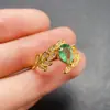 Anillo de Esmeralda Natural Transfronterizo Accesorios de Piedras Preciosas Nicho Gama Alta Joyería de Plata 925 6*8 Ventas Directas de Fábrica de Joyería