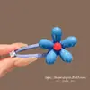Grampo de Cabelo Azul Flor Doce Coreano para Mulheres, Presilha para Franja, Presilha Lateral, Acessórios de Cabelo de Luxo para Mulheres
