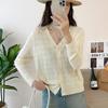 Cárdigan de punto holgado de seda de hielo hueco para primavera, protector solar, vestido de tirantes para mujer, chaqueta exterior tipo chal fino