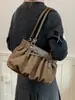Bolsa tote de camurça com laço Yaozi 2026 outono inicial, grande capacidade, versátil, bolsa de ombro para o dia a dia, bolsa de axila