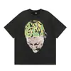 Hermosa Moda Hell Star Ins Mismo Estilo Vintage Estampado Top para Hombre y Mujer Casual a la Moda Algodón Puro Lavable Camiseta de Manga Corta