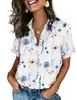 Nueva Camisa Casual de Manga Corta para Mujer, Estilo Verano Europeo y Americano, Transfronteriza Y2 Amazon, Estampado Geométrico Abstracto, Corte Holgado