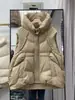 Estilo Nuevo Otoño e Invierno 2026 Transfronterizo Chaleco de Plumas para Mujer Corto con Capucha Espesado Tejido de Lana Chaqueta de Plumas de Pato Blanca
