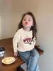 Camiseta de Algodón Puro de Manga Larga para Niñas Dibujos Animados Primavera y Otoño Nueva Camiseta Básica de Cuello Redondo Moda Infantil Top Dulce