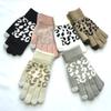Luvas de Lã Tricotadas Grossas e Quentes à Prova de Frio para Inverno Masculinas e Femininas Estampa de Leopardo