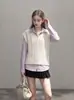 Chaleco de punto con cuello en V para mujer, nuevo estilo de otoño, top sin mangas para superponer, camiseta interior para superponer 25744