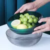 Plato de Fruta de Plástico Transparente Engrosado Cocina Sala de Estar Producción Suave Fácil de Limpiar Plato de Fruta Base Plana Cesta de Fruta