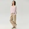Suéter de Punto Baicai Velvet Sheep 2026 Otoño/Invierno Nuevo, Cuello en V, Corte Holgado, Adelgazante, Disimula, Manga Larga Hueca, Versátil y Elegante