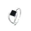 Anel retrô quadrado geométrico preto semicircular design de nicho feminino simples moderno anel liso irregular