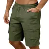 Sitio Independiente Transfronterizo Verano Sueltos Hombres Color Sólido Casual Multibolsillos Ropa de Trabajo Deportivos Casuales Shorts Venta al por Mayor