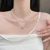 Colar de pérola de zircônia de alta qualidade estilo palácio retrô francês laço amor corrente clavícula joia simples versátil