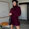 Otoño 2024 Nuevo traje de falda Joker simple con cuello redondo y parte superior suelta de color sólido transfronterizo de Amazon transfronterizo de Europa y América