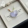 Colgante de Piedra Ojo de Gato con Cierre de Paz para Mujer, Collar de Calcedonia con Cierre Ruyi Multicolor, Nuevos Accesorios de Estilo Chino Nacional, Suministro Mayorista para Transmisión en Vivo