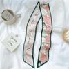 Pañuelo de seda largo y pequeño para mujer, banda para el pelo, doble cara, elegante, para bolso con lazo, pequeño, regalo de mano, pañuelo con lazo