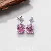 Pendientes Octagonales de Corte Rosa Milenio de Lujo Ligero de Moda, Colgante de Collar de Gama Alta, Anillo Ajustable Personalizado, Joyería para Mujer