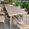 Mesa y Sillas para Comedor Exterior Acero al Carbono Mesa Rectangular Mesa de Comedor de Acero Inoxidable Aire Libre Comercial Restaurante Bar Colocación Exterior