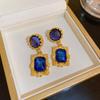 Pendientes de círculo con gota de aguja de plata, temperamento retro, pendientes de alta gama, pendientes de lujo ligeros para mujer, pendientes medievales al por mayor