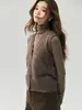 Estilo de capas vintage~Chaleco de punto floral con cuello en V para mujer, 75% cachemira 25% seda de morera, sin mangas