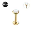 Pendientes de Titanio F136 con Base Plana de Ópalo, Piercings para Labio, Piercings para Cartílago de Oreja, Joyería para Piercings