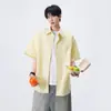 Camisa de Manga Curta com Listras Bordadas de Sorriso para Homens e Mulheres 2026 Verão Nova Marca Tendência Solta Casual Simples Camisa de Casal
