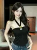 3074 # Estilo de verão novo, estilo garota popular, top tubinho de malha com retalhos para mulheres, caimento justo, com bojo integrado, top versátil