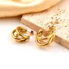 Pendientes Europeos y Americanos Multicapa de Acero Inoxidable 18K Transfronterizos para Mujer, Pendientes Irregulares Chapados en Oro Estilo Ins Simple al por Mayor