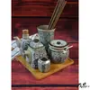 Juego de Tarros para Condimentos Cerámicos Estilo Japonés Tubo para Palillos Aceitera Juego de Tarros para Condimentos Tarro Tarro para Vinagre Restaurante Retro