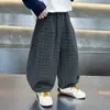 Calça Xadrez Casual Infantil 2026 Primavera e Outono Nova Calça para Meninos Fashion para Crianças Pequenas e Médias Versátil Solta de Algodão Longa