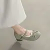 Zapatos Mary Jane de Tacón Grueso sin Cierre para Mujer, Nuevo Estilo Popular Verano 2026, Boca Baja, Correa Única, Adecuados para Faldas