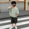 Conjunto de Verano para Niños 2026 Nueva Ropa de Verano para Niños Conjunto Delgado de Algodón y Lino de Manga Corta para Pequeños Caballeros Niños