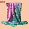 Novo Estilo Lenço Quadrado Feminino 90cm Cetim Gradiente Estampa Paisley, Lenço de Cabeça Proteção Solar, Lenço de Seda, Atacado