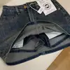 Falda de mezclilla mujer verano nueva talla grande chicas gordas cuerpo pera cintura alta elástica ajustada cubre abdomen línea A corta