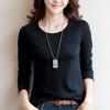 Venta al por mayor de fábrica otoño invierno camiseta blanca de manga larga para mujer camiseta básica delgada de color sólido camiseta nueva versión coreana