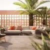 Sofá de Rattan para Exterior Pátio Pousada Piscina Varanda Retrô Villa de Lazer Jardim Ao Ar Livre Móveis à Prova d'Água Proteção Solar
