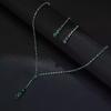 Conjunto de Colar Diamante Verde Quente Transfronteiriço Colar Strass Retrô de Alto Bom Gosto Conjunto de Brincos conjunto de joias06