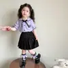 Vestido de Verano para Niña 2026 Nuevo Estilo Vestido Kuromi Infantil de Manga Corta Conjunto de Verano para Niña Estilo Academia Conjunto JK