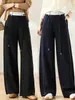 Novas Calças Jeans Retas Color Block de Primavera e Outono para Mulheres, Cintura Alta, Soltas, Emagrecedoras, Modernas, Versáteis, Com Caimento, Calças Casuais de Perna Larga