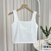 Camisola de seda de hielo con cuello cuadrado y hombros anchos para mujer, chaleco deportivo con almohadilla en el pecho, prenda exterior de verano, top corto con base interior para el ombligo