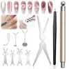 Set de Imán para Uñas Ojo de Gato Venta Caliente Transfronteriza Imán de Doble Cabeza Hilo Magnético Bolígrafo Magnético Placa de Hierro con Forma de Corazón Herramientas para Arte de Uñas