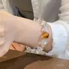 """Cuenco del Tesoro""" Cristal Blanco Natural Huangtashan Huang Asei Pulsera de Cristal de 10 mm como Regalo para Mejores Amigas y Novias