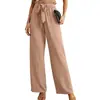 Pantalones Casuales de Pierna Ancha de Color Sólido para Mujer, de Cintura Alta, a la Moda, Sueltos, con Cordones, Pierna Recta, Pierna Ancha, Largos, Europeos y Americanos, Transfronterizos, para Primavera y Verano