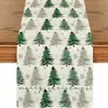 Caminho de Mesa de Natal Festa na Cozinha Mesa de Jantar Guirlanda de Árvore de Natal Boneco de Neve Sinos Rena Papai Noel Decoração de Caminho de Mesa de Natal