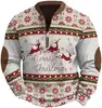 Nueva Moda Masculina Sudadera con Cremallera Media Estampado Digital 3D de Ciervo Top Pod Hecho a Medida