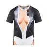 Estilo Nuevo de Verano 3D Europeo y Americano Manga Corta Ropa Formal para Hombre Falso Dos Piezas Estampado Digital Original Creativo Regalo Camiseta