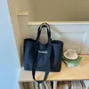 Bolsa de lona con estampado de letras para mujer, gran capacidad, bolso de mano versátil para el día a día, bolso de hombro informal
