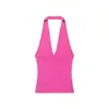 Comércio Exterior Roupas Femininas 2026 Moda Europeia e Americana Versátil Slim-Fit Gola Halter Cropped de Tricô para Mulheres D628683