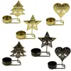 Portavelas de Hierro Metálico Retro Nórdico Adornos Decoración de Mesa Navideña Copa de Vela Romántica para Boda Accesorios para Transmisión en Vivo