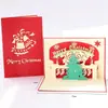 Cartão de Saudação 3D Popular de Natal Árvore de Natal - Vermelho Mensagem de Bênção de Ação de Graças Dobrável oco Fabricante Transfronteiriço Atacado