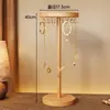 Soporte para exhibición de collares, estante de escritorio para joyas, estante de almacenamiento de pulseras de madera maciza, estante para accesorios, accesorio de exhibición, estante con ganchos