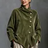 Chaqueta Corta de Pana Retro Europea 2026 para Mujer Otoño Invierno Holgada Cuello Alto Cuello Acolchado Irregular Top de un Solo Botón
